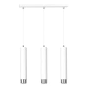 Lampada a sospensione KIBO in acciaio bianco e dettagli cromati
