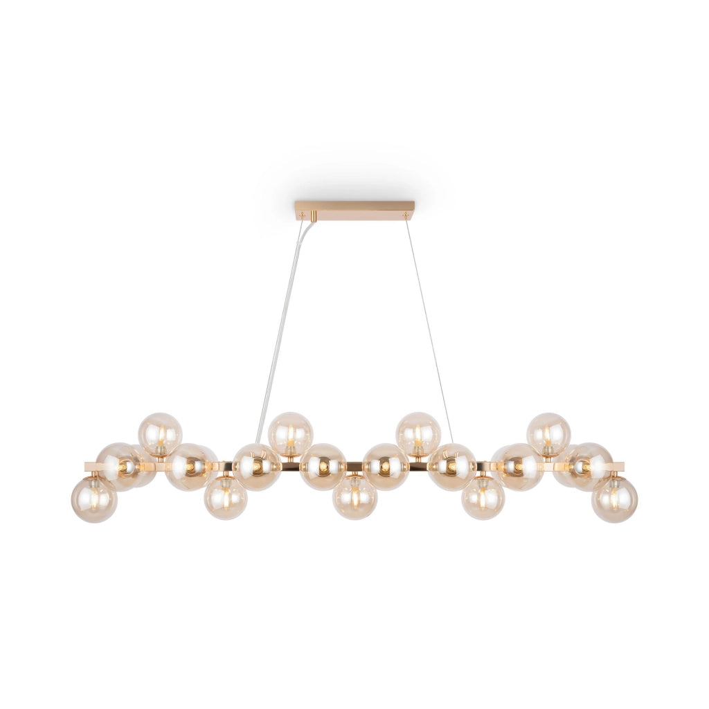 Maytoni Lampadario contemporaneo Dallas 25 luci G9 oro metallo diffusori vetro ambra