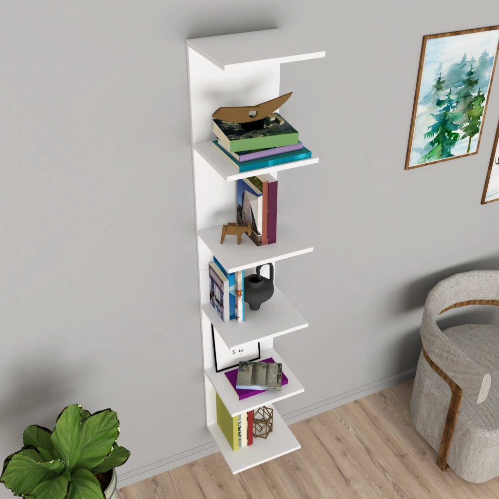 Mensola da Parete Surahammar Libreria Scaffale a Muro con 6 Ripiani - Bianco [en.casa]