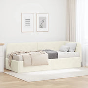 Cornice del letto ad angolo Crema 80 x 200 cm Velluto 3394069