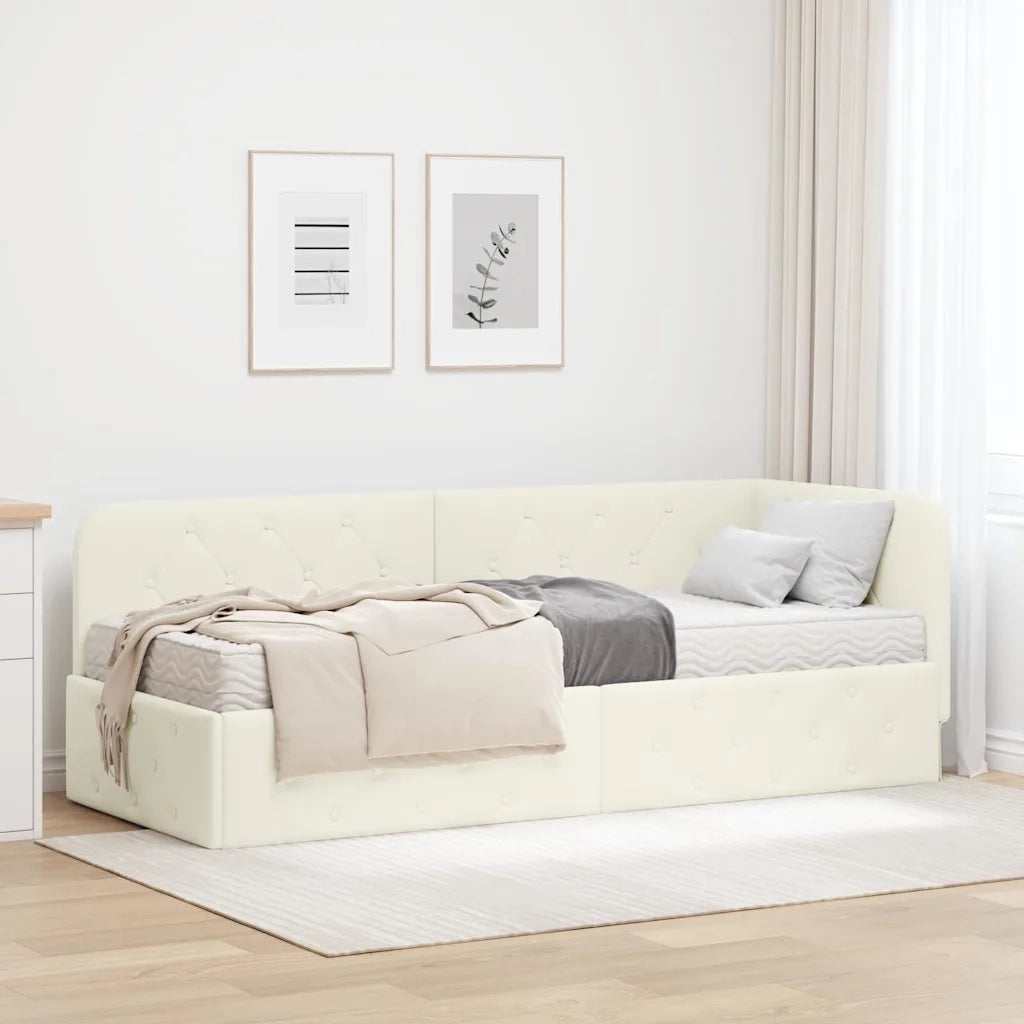 Cornice del letto ad angolo Crema 80 x 200 cm Velluto 3394069