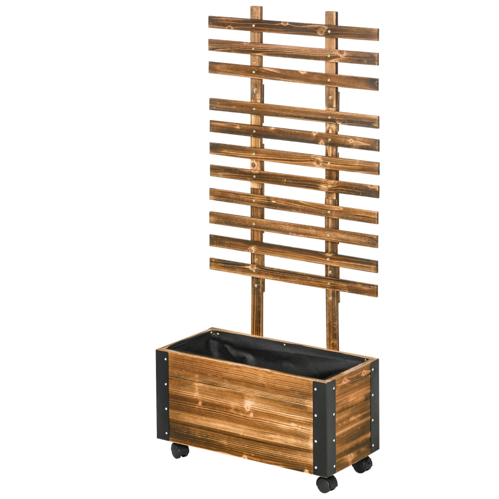 Hochbeet con traliccio ¨C zephmum ¨C 65x31x147 cm, legno massello, nero e marrone