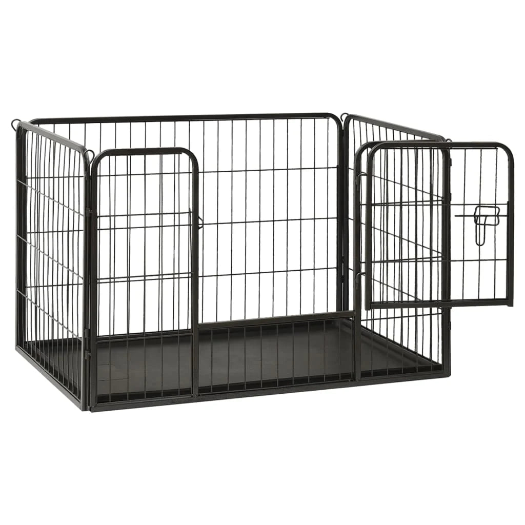 Recinto per cuccioli in acciaio 91,5 x 59 x 61 cm acciaio nero 02_0000570