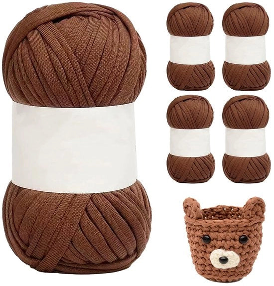 Set di fili di cotone da 25 metri - 5 pezzi - fili spaghettiformi 2 cm di larghezza - fili di tessuto per progetti DIY - morbidi e idonei per la pelle - fili di maglia T