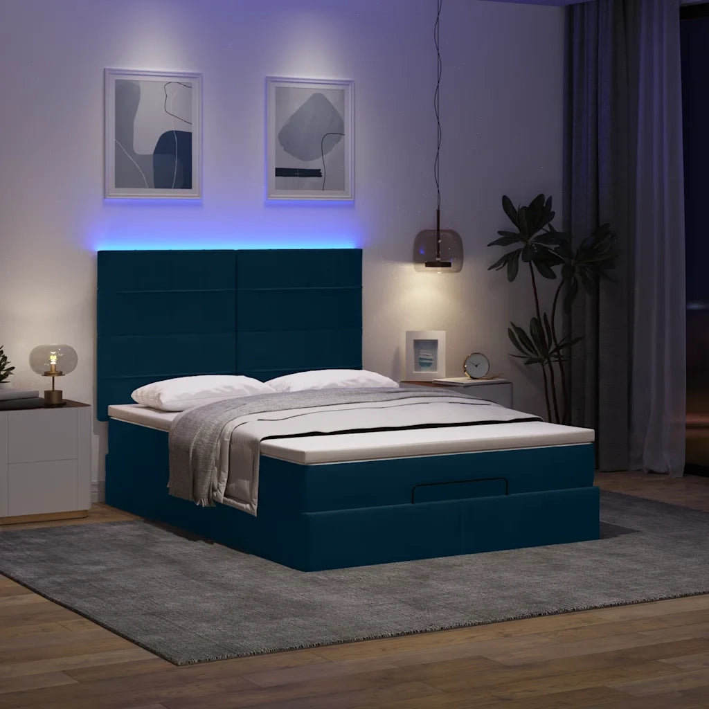 Struttura Letto Pouf con Materassi 140x190 cm in Velluto 3314322