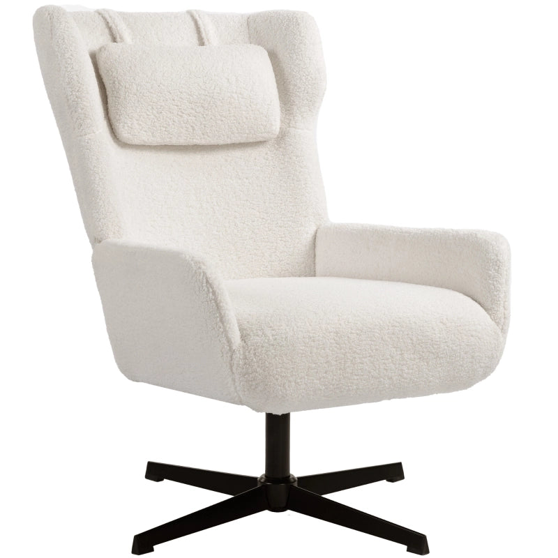 POLTRONA Girevole 74x86,5x102 cm Bianco crema in metallo