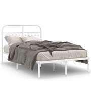 Letto matrimoniale | Letto per adulti | Giroletto con Testiera Metallo Bianco 120x190 cm