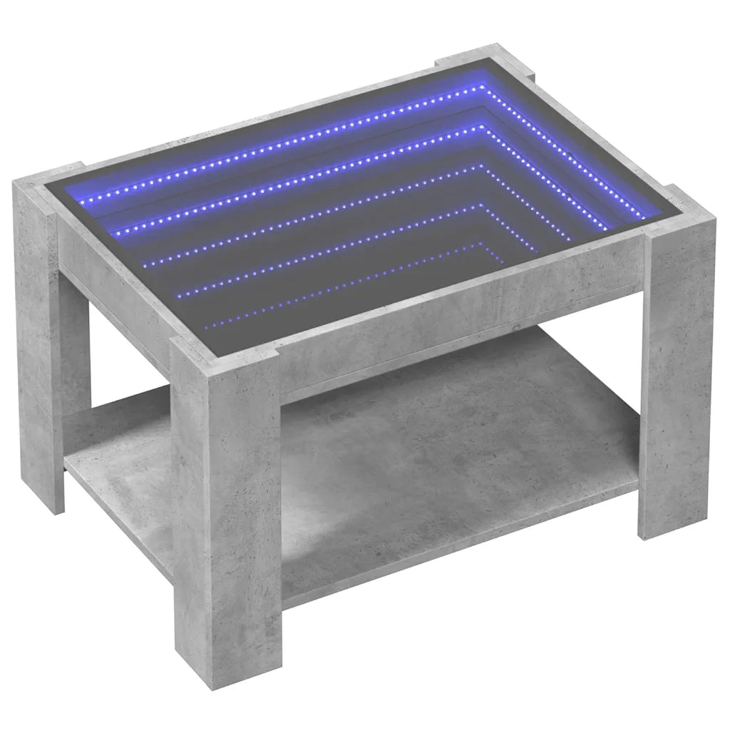 Tavolino salotto | Tavolino da caff¨¨ | Tavolino da Soggiorno con LED Grigio Cemento 73x53x45 cm Multistrato