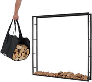 Houtopslag Binnen e Buiten con Struttura Solida - Carrozzabile - Acciaio di Alta Qualità - 196x25x196cm