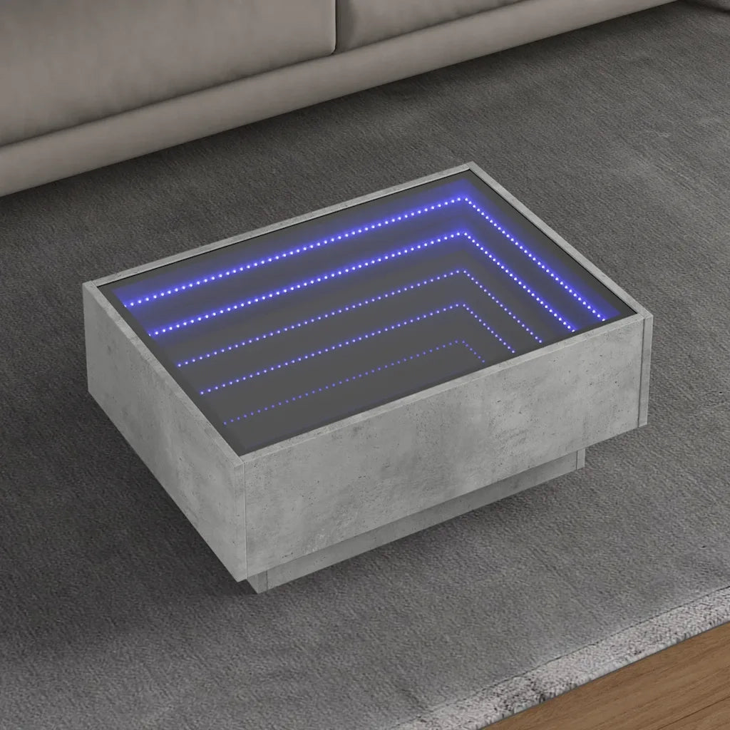 Tavolino salotto | Tavolino da caff¨¨ | Tavolino da Soggiorno con LED Grigio Cemento 70x50x30 cm Multistrato