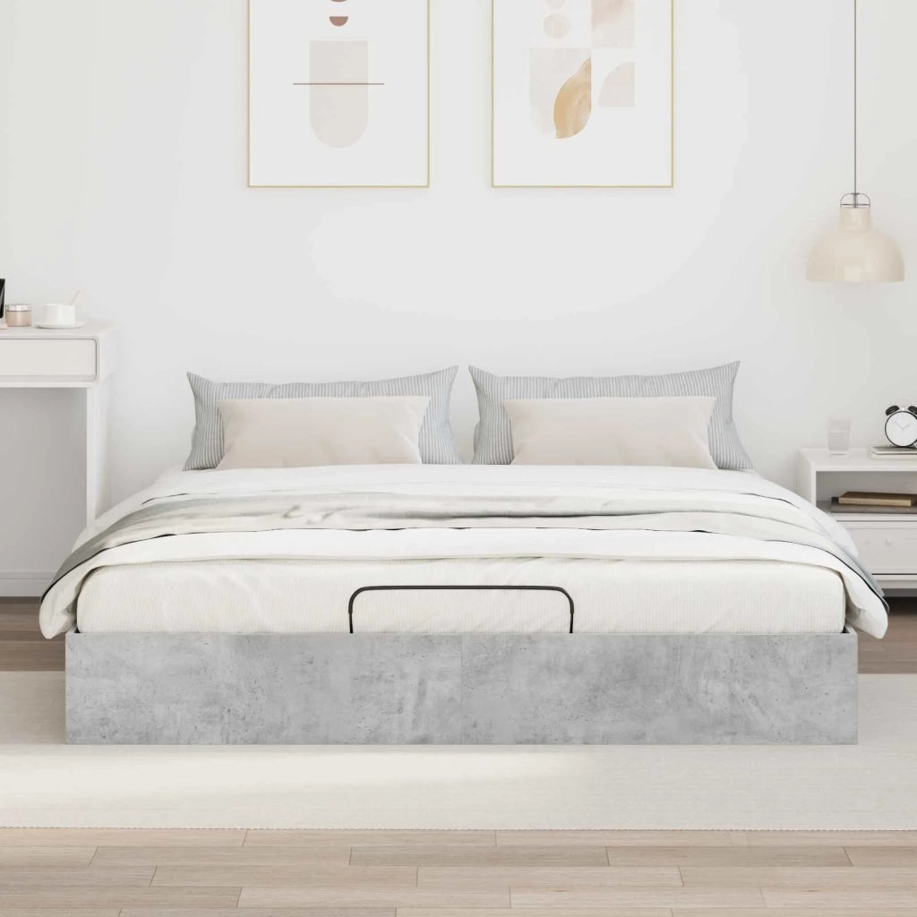 Letto ottomano Grigio cemento 160 x 200 cm Legno multistrato