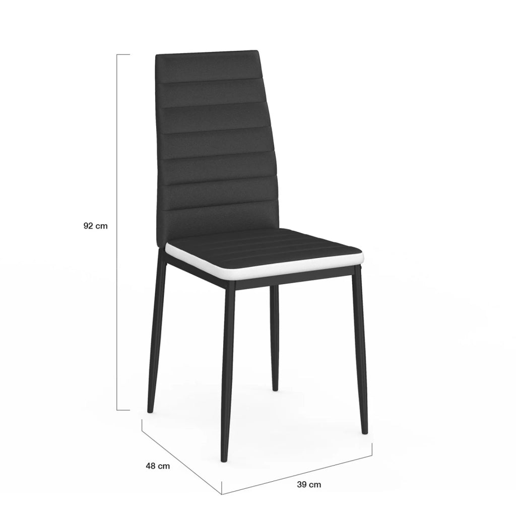 IDMarket - Set di 6 sedie da pranzo ROMANE nere con fascia bianca