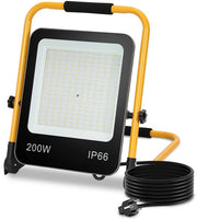 Floodlight a LED – 200W con Stativo – 6000K Bianco Freddo – Illuminazione Esterna – Per Atelier, Terrazza, Giardino
