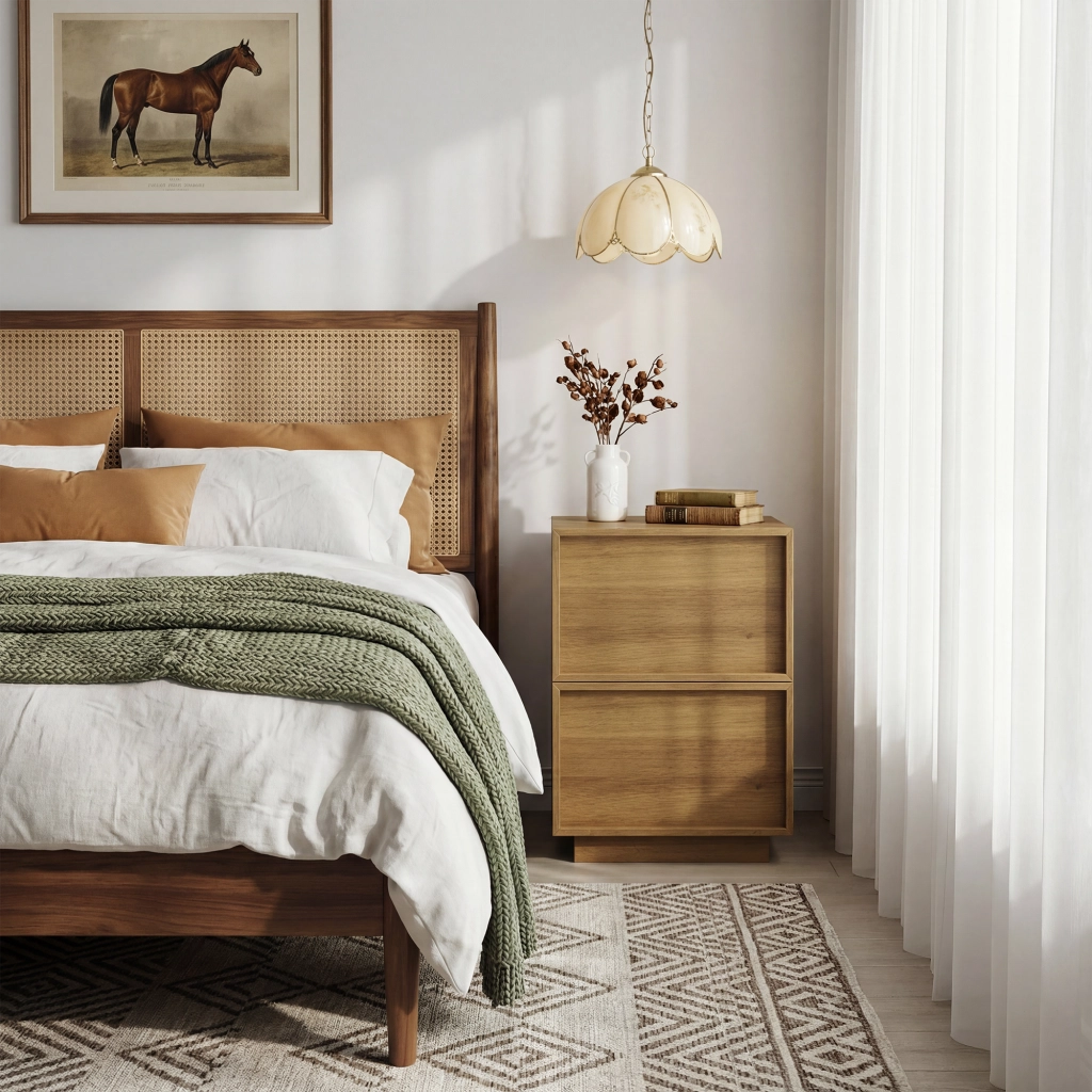 Comodino con 2 cassetti, design minimalista, per camera da letto, in MDF e truciolare, rovere, 38 × 48 × 50 cm