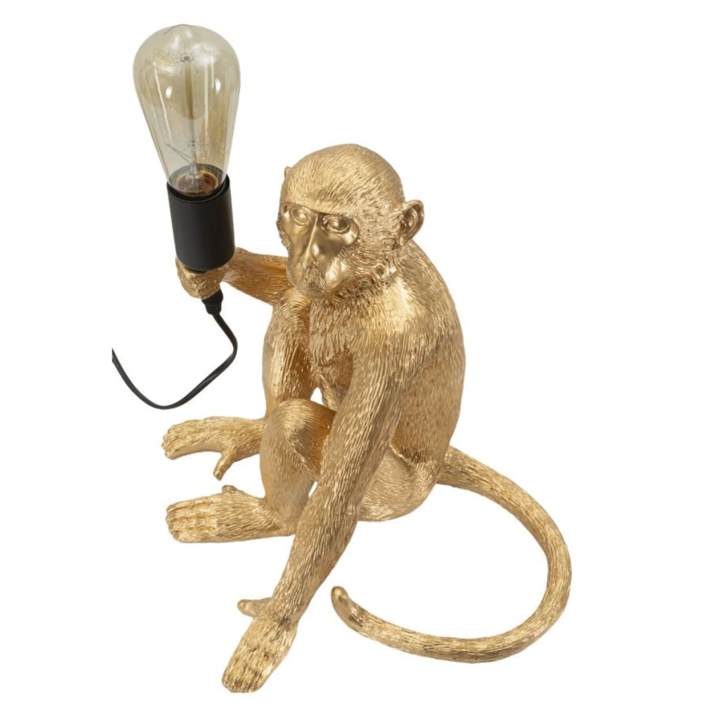 Lampada da Tavolo Scimmia 2, Oro, Poliestere, 33x33x32 cm