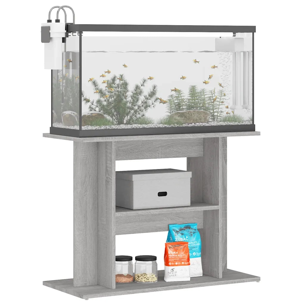 Supporto per acquario Grigio Sonoma 80x35x60 cm in legno ingegnerizzato 833581