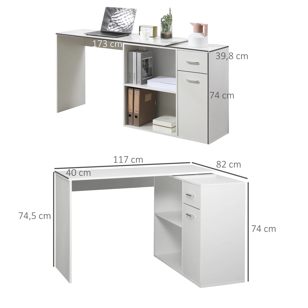 Scrivania angolare girevole 180¡ã ¨C zephmum ¨C bianco 117x82x74 cm