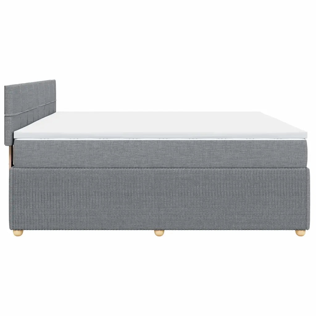 Giroletto a Molle con Materasso Grigio Chiaro 200x200cm Tessuto
