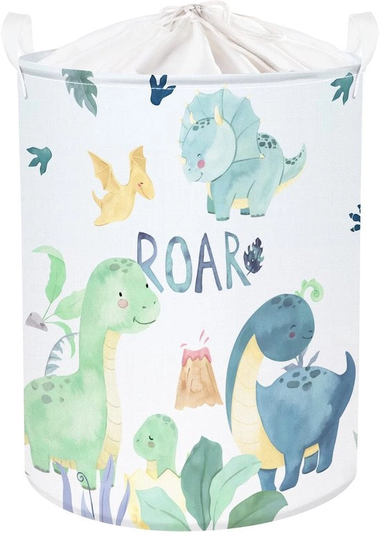 Cubo giocattolo e vestiario per bambini, contenitore per bambini per la stanza dei giochi, scatola per bambini per la lavanderia (36 * 45 cm, dinosauro aquarello)