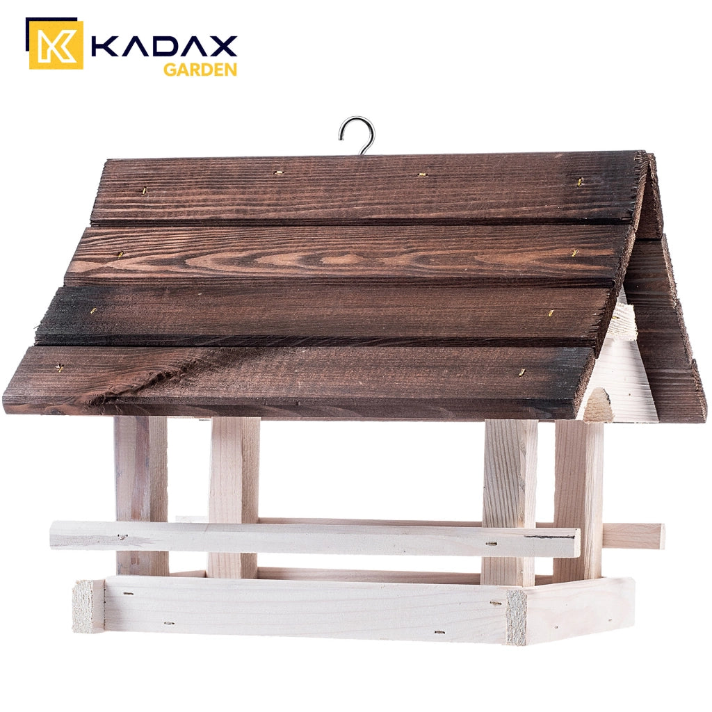 KADAX Grande mangiatoia per uccelli in legno da appendere, decorazione da giardino.