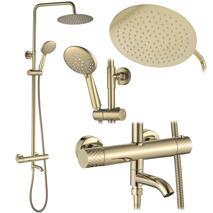 Set Doccia Da Incasso Con Termostatato Lungo Diamond Gold