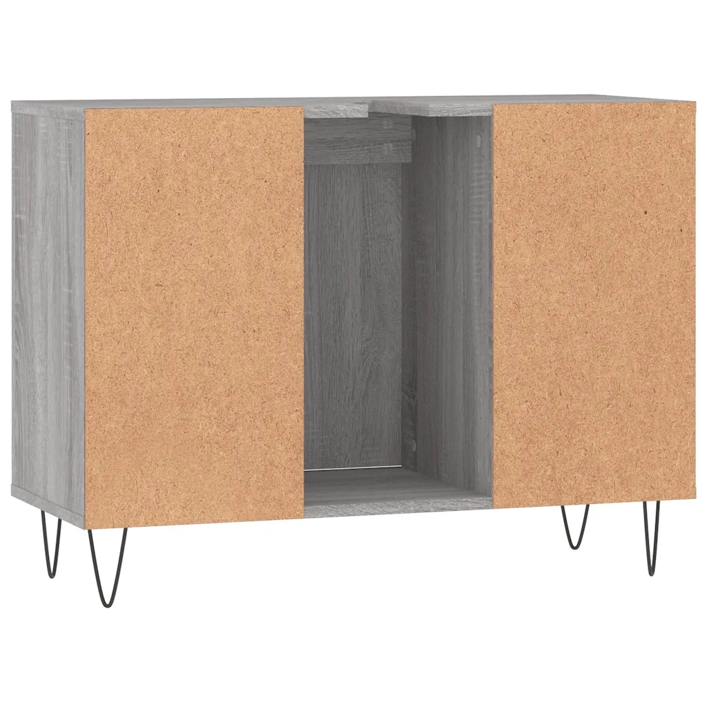 Mobiletto da bagno con vano contenitore 80 x 33 x 60 cm design industriale legno ingegnerizzato Sonoma grigio 02_0049061