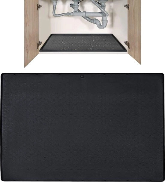 Matte di gomma siliconica sotto la doccia 86x56cm | Impermeabile | Tappeti da cucina | Fessura di scarico | Nero | Rivestimento di parquet per cucina e bagno