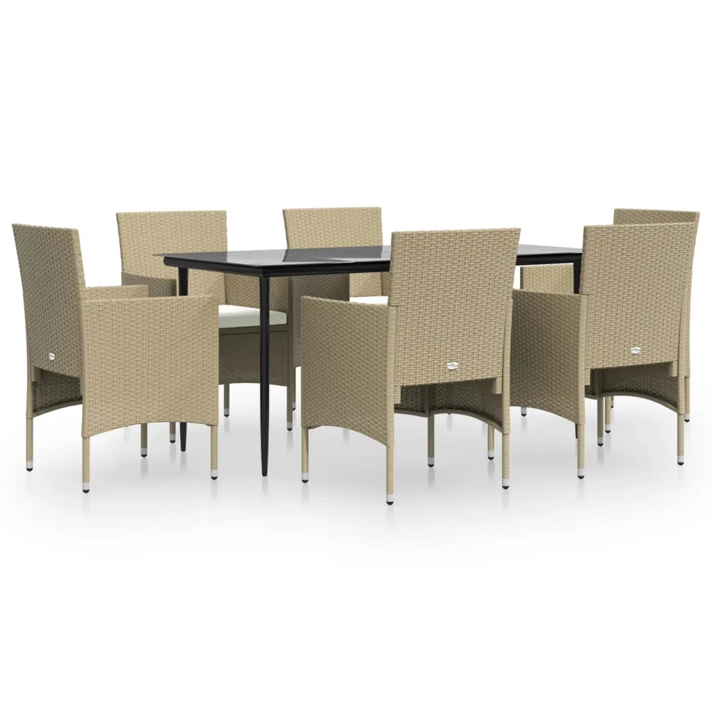 Set da Pranzo da Giardino 7 pz con Cuscini Beige e Nero cod mxl 40047