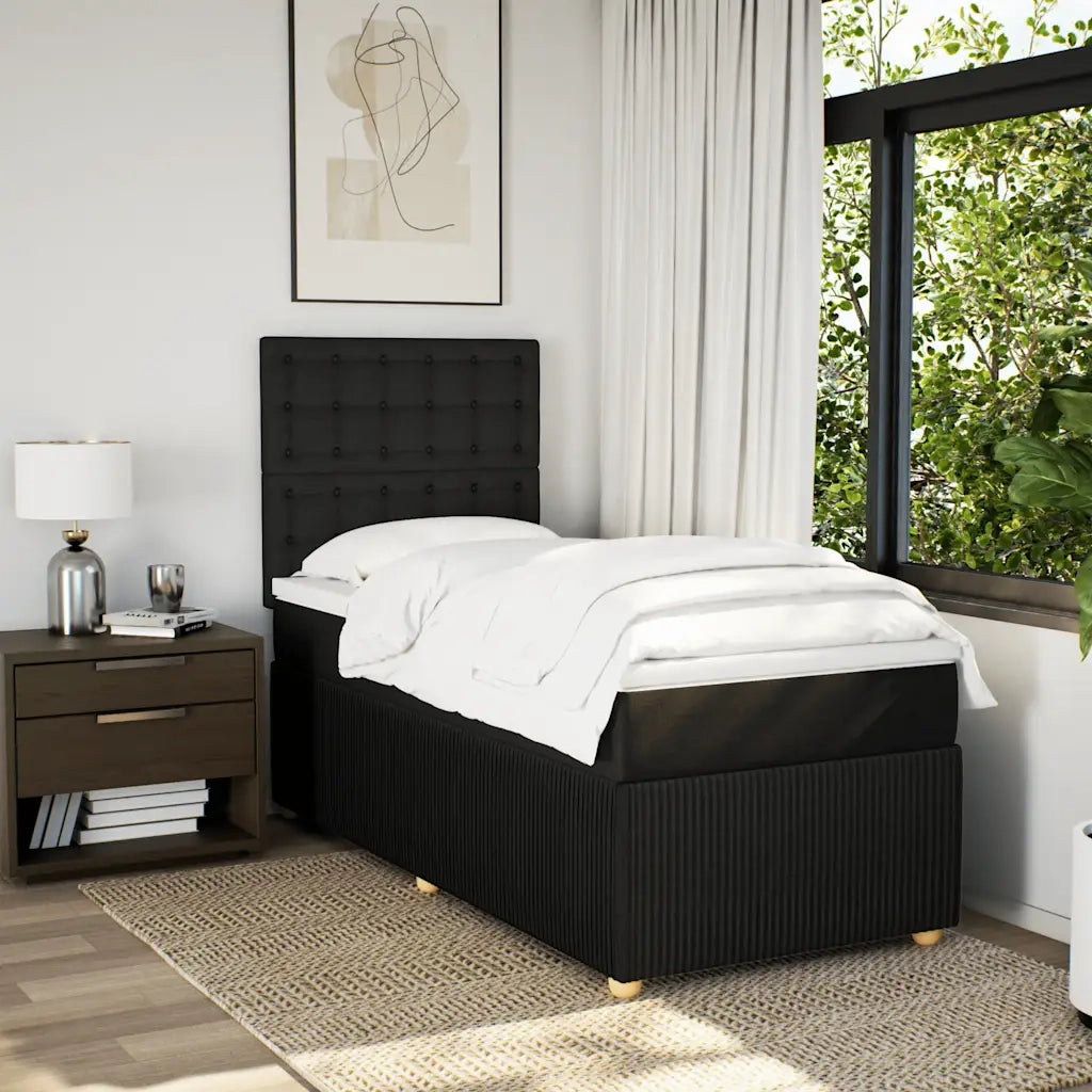 vidaXL Giroletto a Molle con Materasso Nero 80x200 cm inTessuto