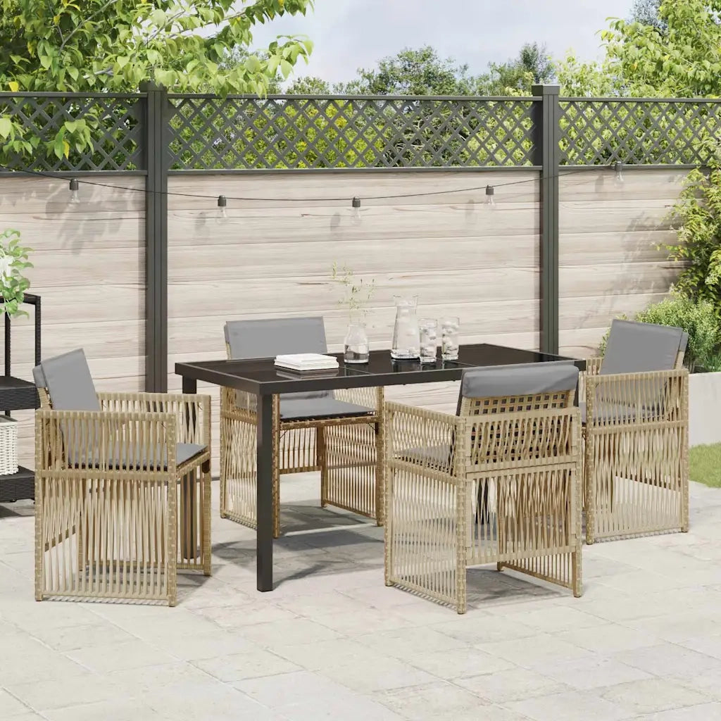 Set da Pranzo per Giardino 5 pz | Set Salotto da Giardino Beige