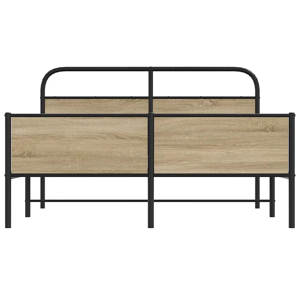 vidaXL Giroletto senza Materaso in Metallo Rovere Fumo 180x200 cm