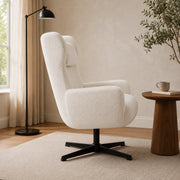 Poltrona girevole 74x86.5x102 cm con supporto ergonomico in metallo bianco crema