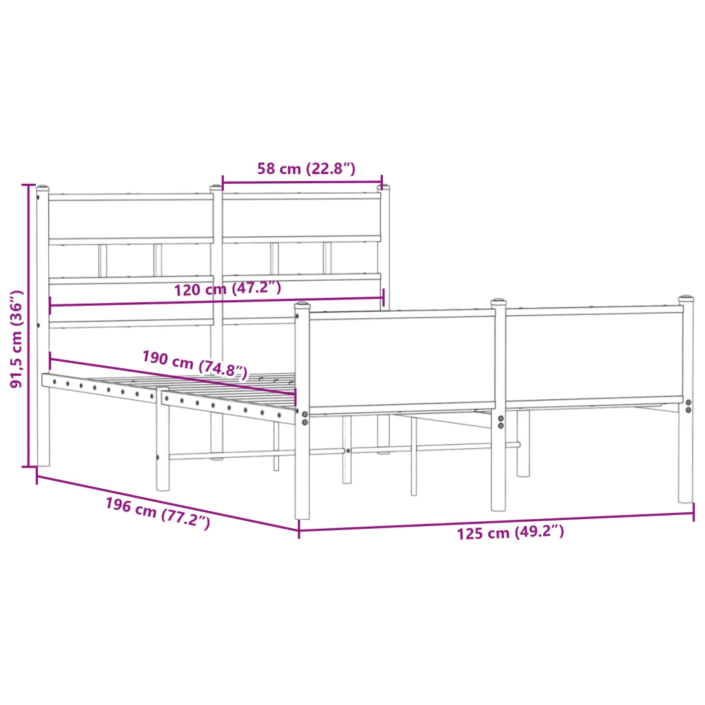 Giroletto senza Materasso Rovere Fumo 120x190 cm in Truciolato 4017233