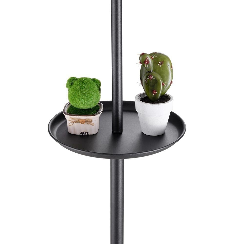 Lampada Piantana Terra Design Moderno Paralume E27 Tessuto con Tavolino Nero
