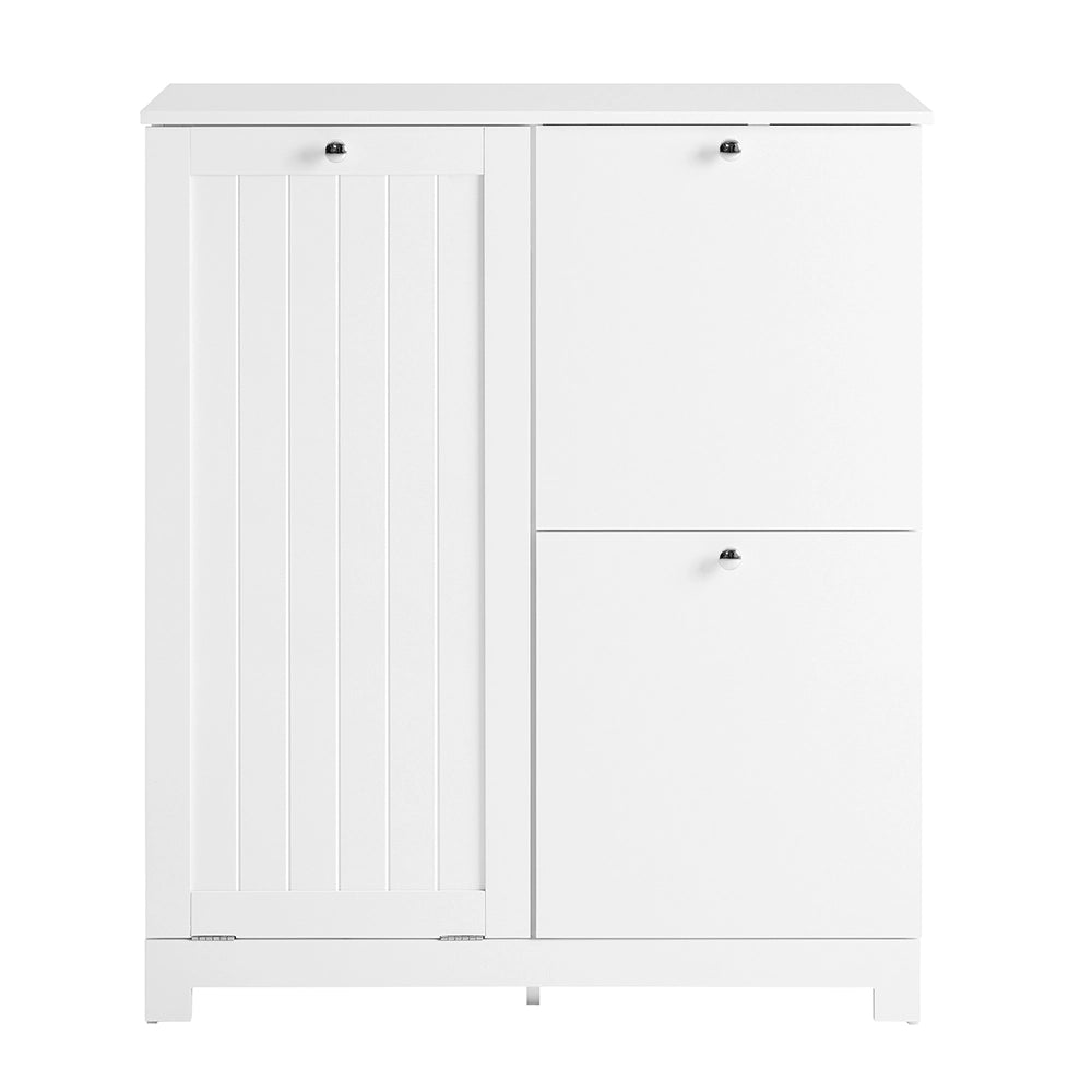 SoBuy Mobile Bagno Colonna Bagno Stretta 78x38x90cm con 1 Cesto Grande Integrato e 2 Cesti in Tessuto Estraibili – Armadietto Mobile Salvaspazio BZR213-W