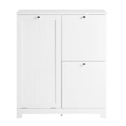 SoBuy Mobile Bagno Colonna Bagno Stretta 78x38x90cm con 1 Cesto Grande Integrato e 2 Cesti in Tessuto Estraibili – Armadietto Mobile Salvaspazio BZR213-W
