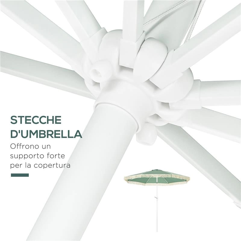OMBRELLONE DA GIARDINO A MANOVELLA INCLINABILE E PALO A 2 SEZIONI POLIESTERE E METALLO 2.6X2.4 M VERDE