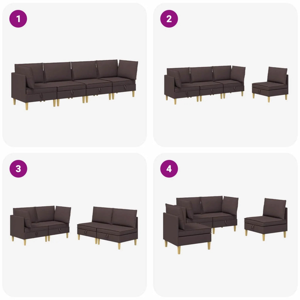 Set di divani modulari con spazio di archiviazione 4 pcs