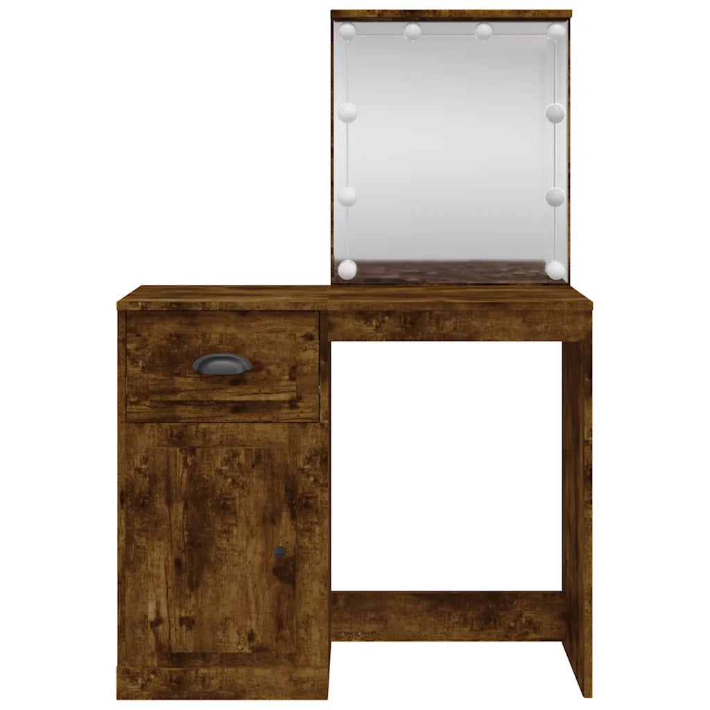 vidaXL Toeletta con Luci LED Rovere Fumo 90x42x132,5 cm