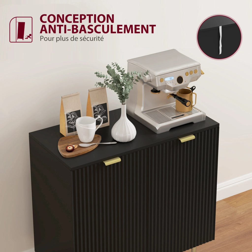 Credenza con 2 Ante e Ripiano ¨C Xylo ¨C Nero Metallo 80x40x80 cm