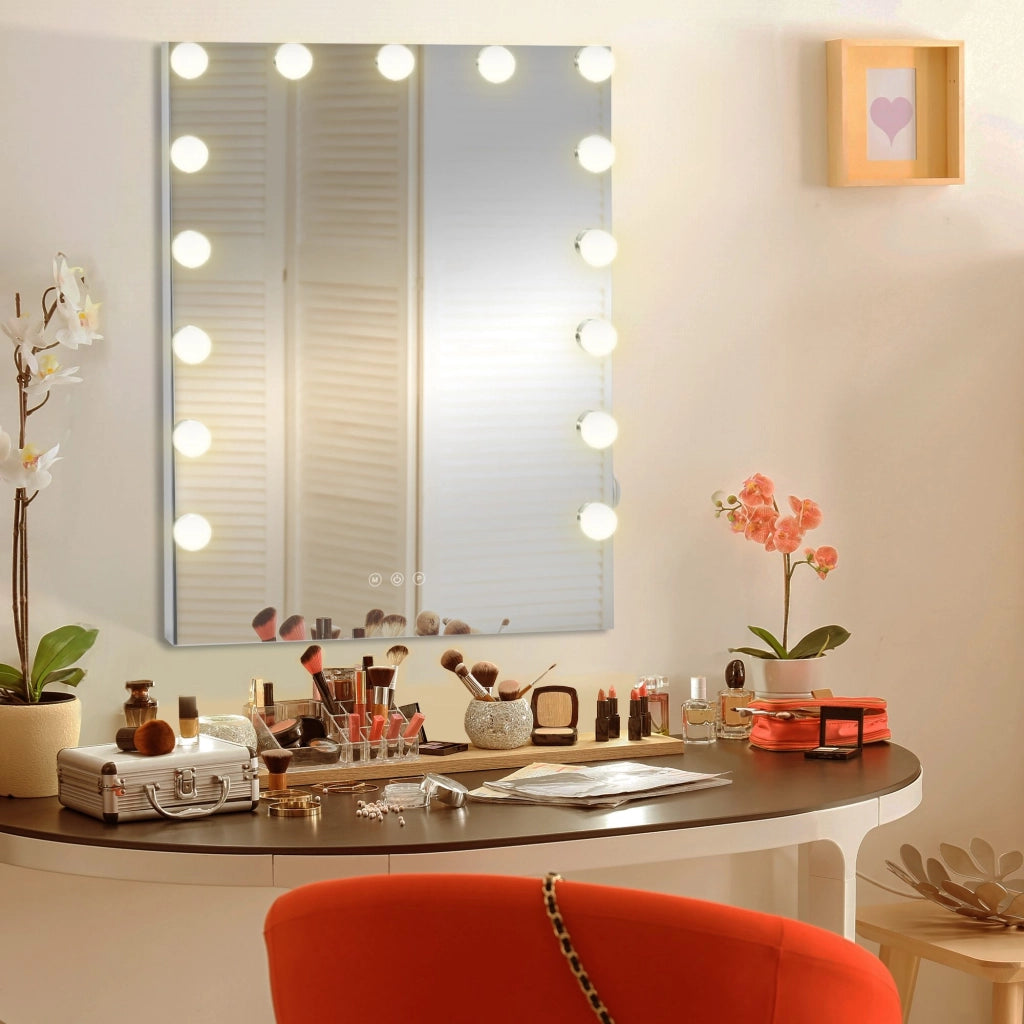 Specchio per trucco con luci Murrieta bianco