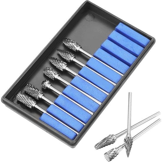 Set di taglieri in acciaio duro 10 pezzi - Doppia lavorazione con molini in acciaio duro - Diametro di taglio 2,35 mm - Diametro di testa 6 mm - Materiale resistente al calore - Set di taglieri Frees