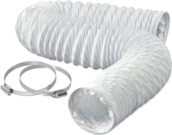 Luminaria PVC Slanga di Scarico Ø 204mm Lunghezza 25m Flessibile per Condizionatori e Asciugatrici - 2 Viti in Acciaio Inossidabile - Bianca