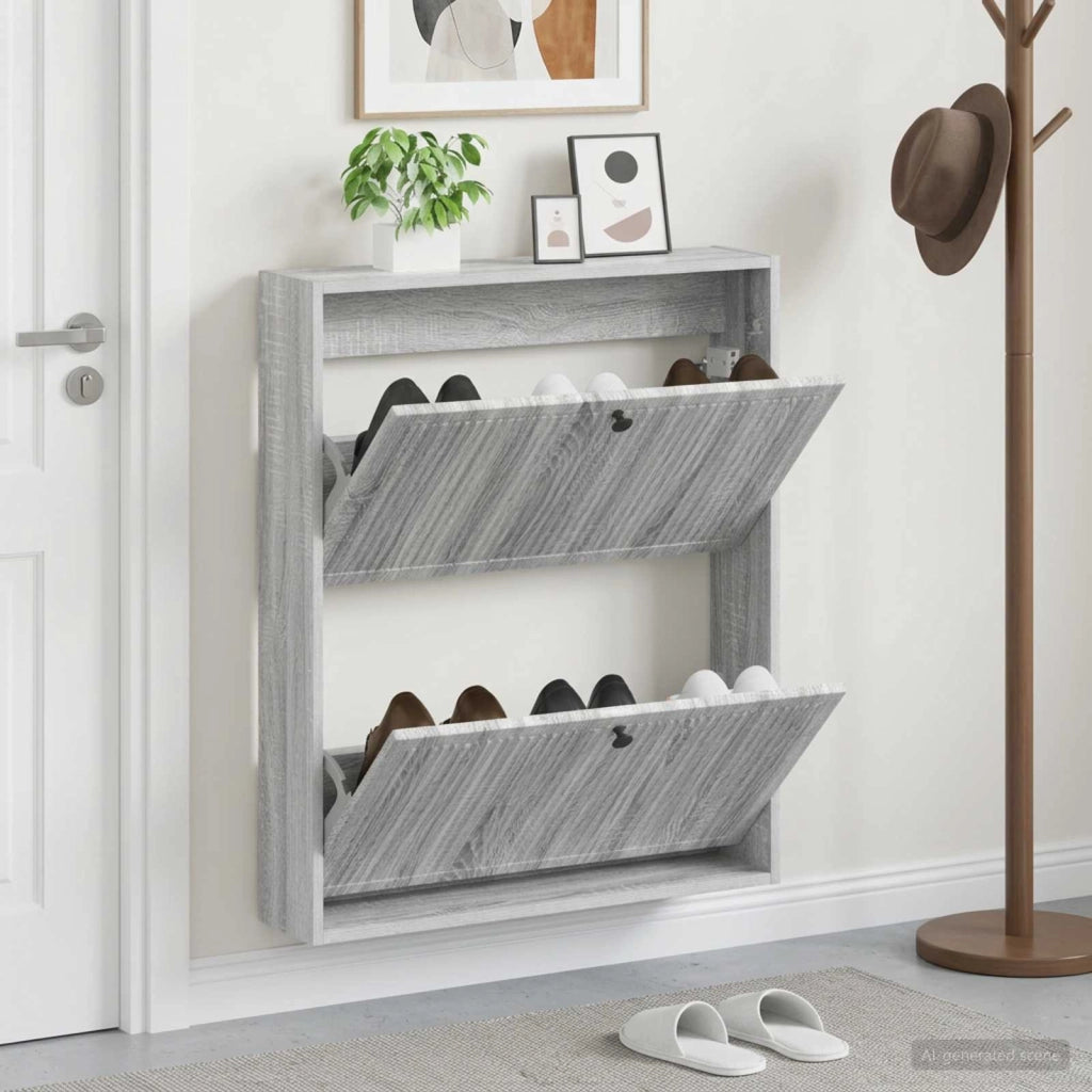 Mobiletto per Scarpe da Muro EDE 71 x 17 x 86 cm Sonoma grigio 895981