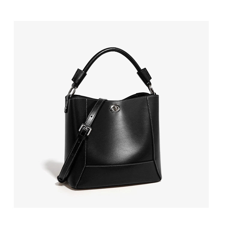 Borsa tote da donna in vera pelle, ideale per viaggi e viaggi, colore nero.