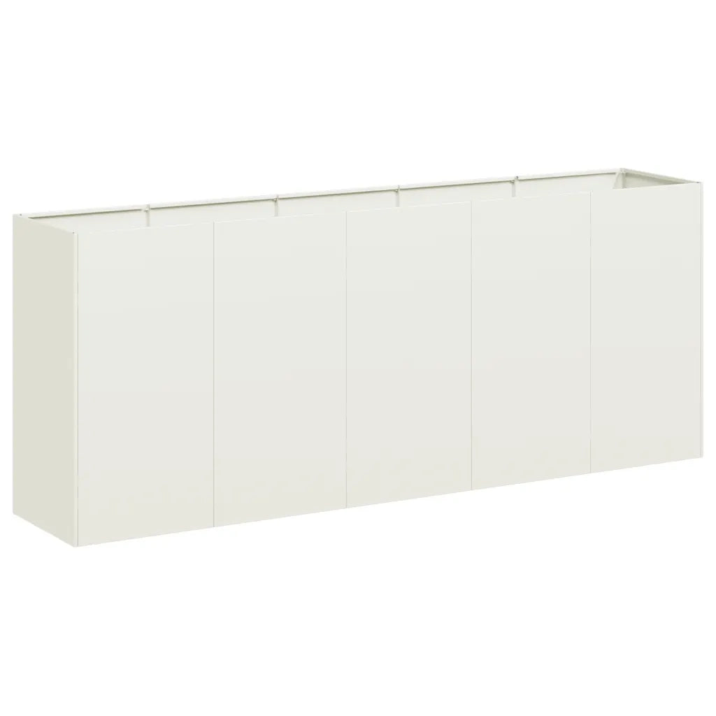 Fioriera-Vaso-Contenitore per Piante Bianca 200x40x80 cm in Acciaio Laminato a Freddo