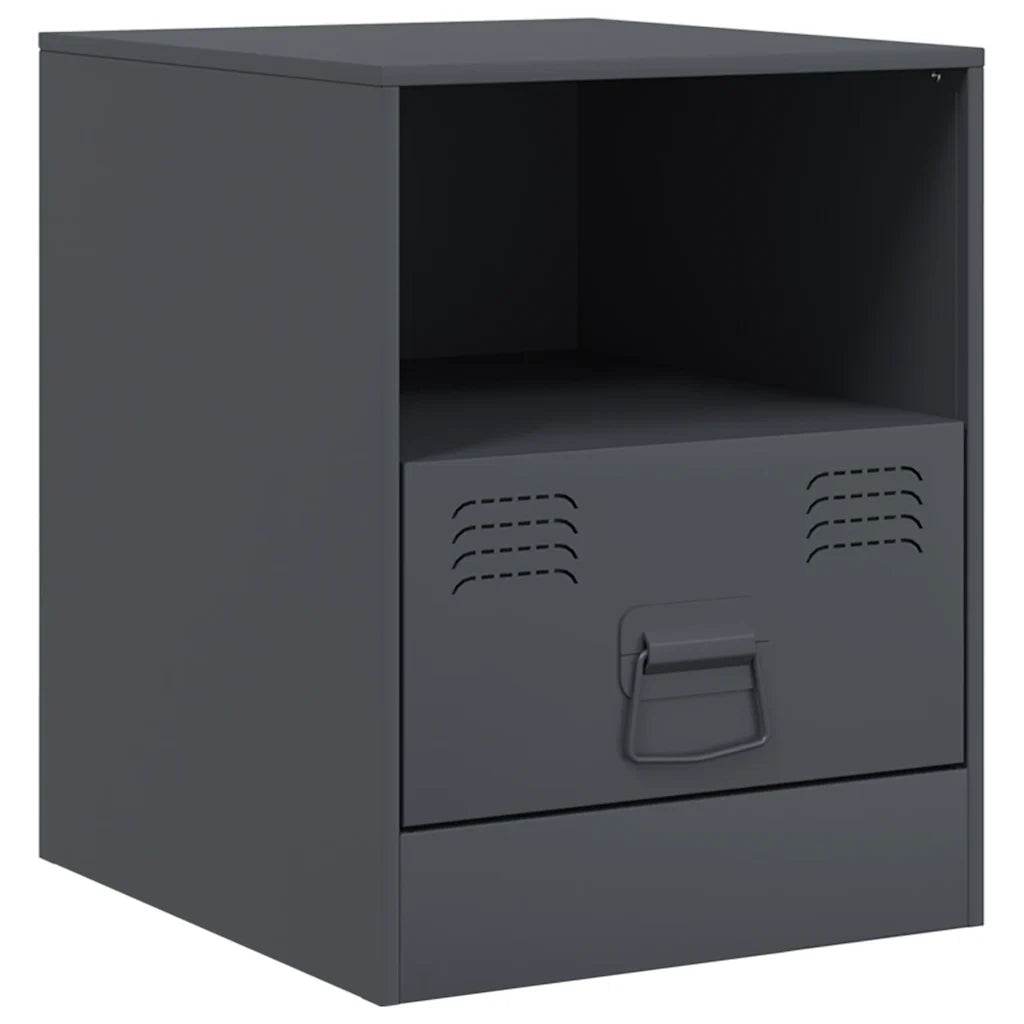 Set di 2 Comodini | Armadio da Notte | Mobiletto da notte Antracite 34,5x39x44 cm in Acciaio