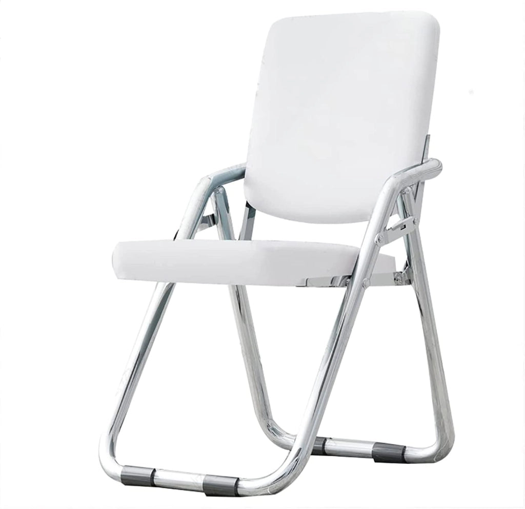 Sedia pieghevole con schienale, seduta imbottita in pelle PU, struttura in metallo portatile, comoda per sala da pranzo e ufficio, perfetta per sale conferenze e spazi di lavoro di base