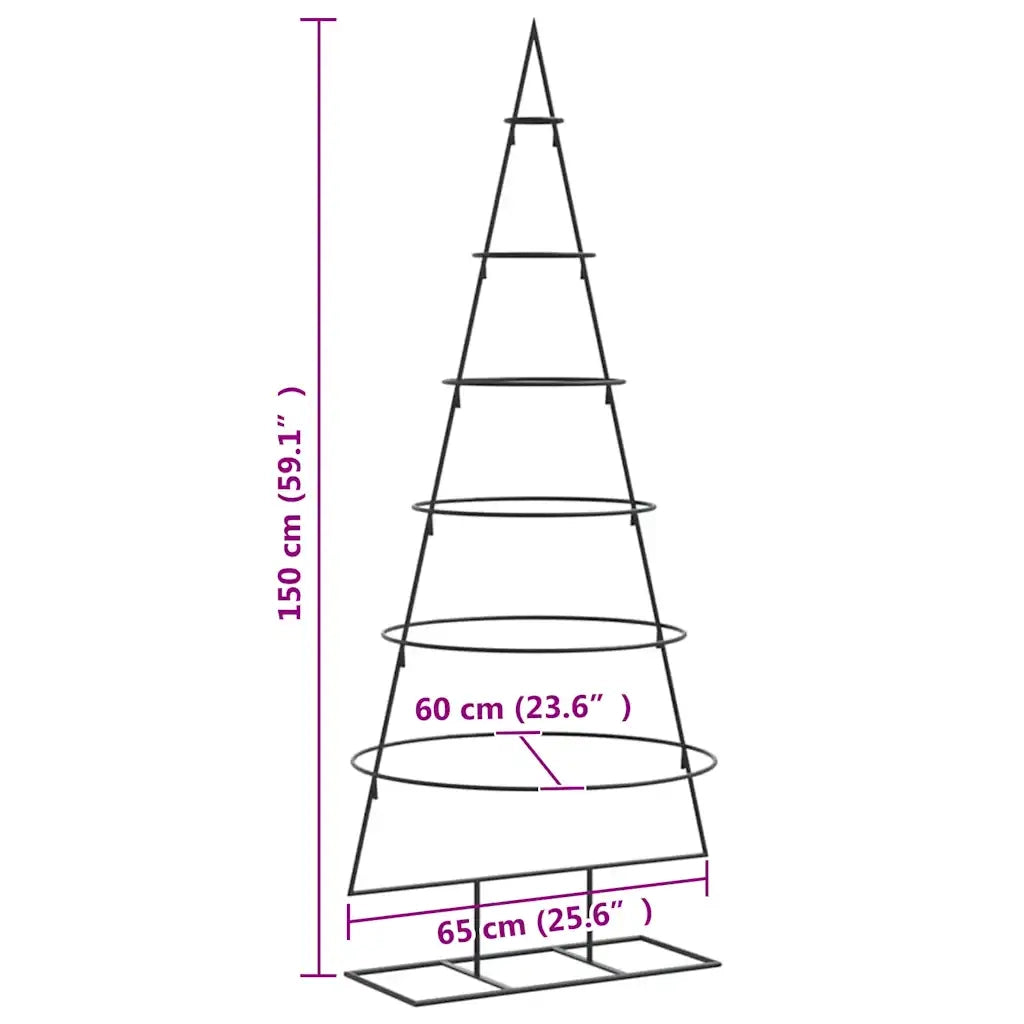 vidaXL Albero di Natale Decorativo in Metallo Nero 150 cm