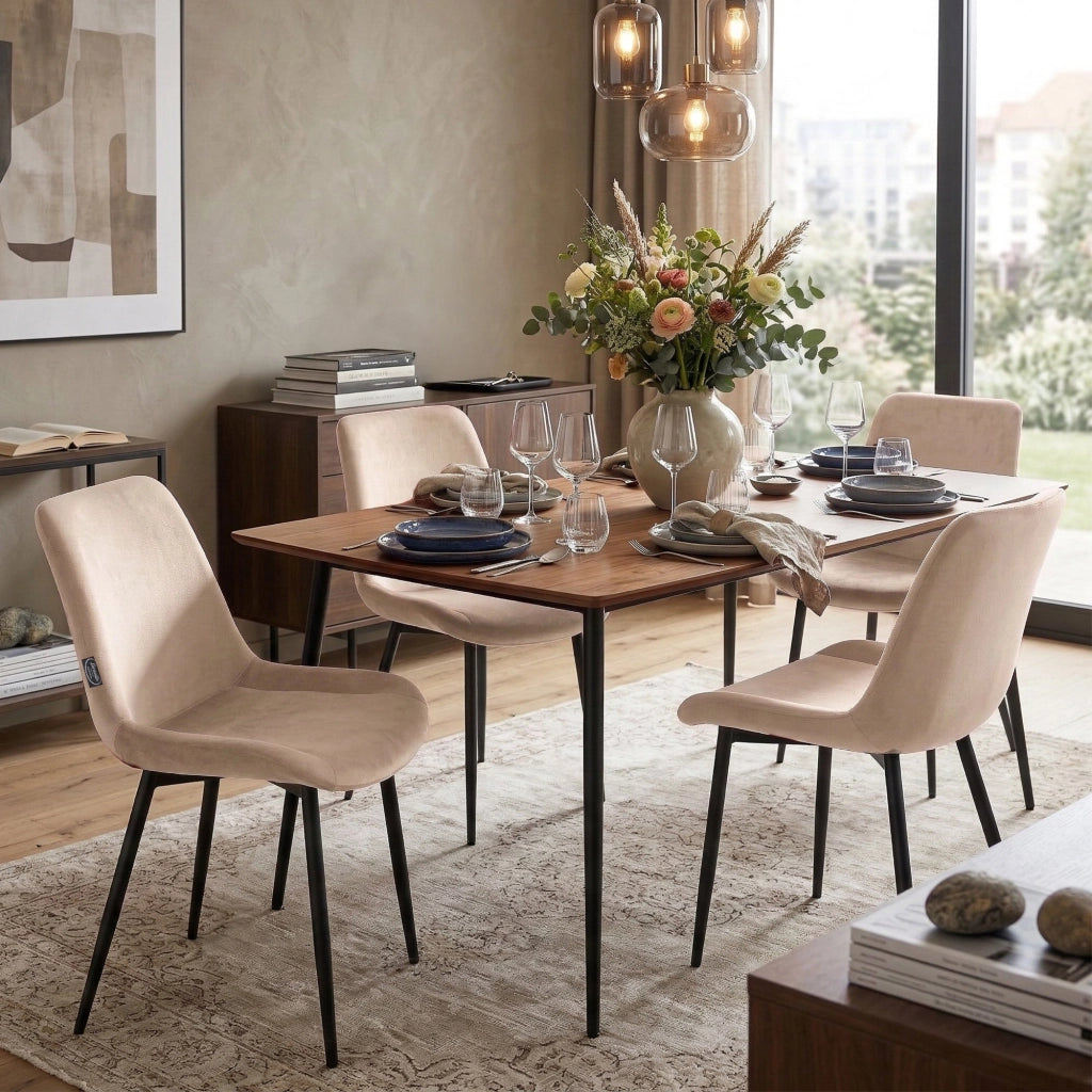 Sedia da pranzo Victoria Velvet Cover crema